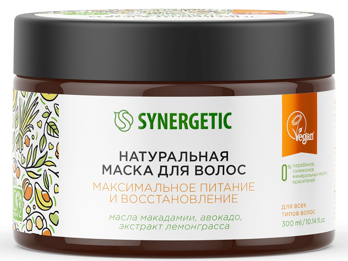 Изображение товара Маска для волос Synergetic Максимальное питание и восстановление, 300мл