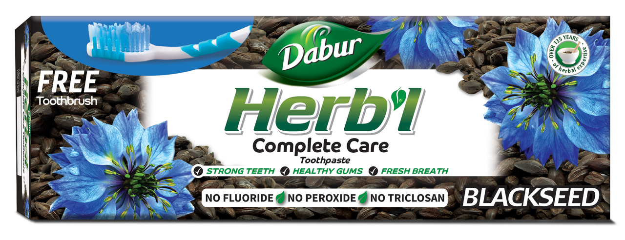 Изображение товара Паста зубная Dabur Herb'l с семенами тмина + зубная щетка, 150мл