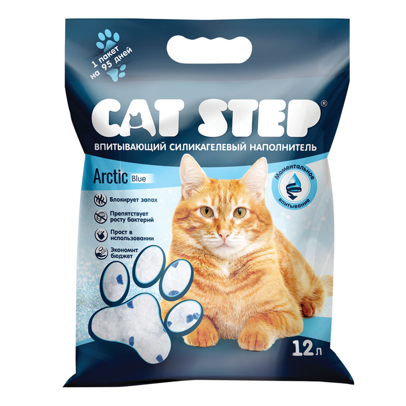 Наполнитель Cat Step Arctic Blue силикагелевый, 12л