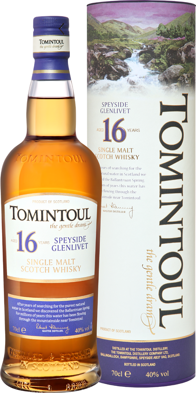 Виски шотландский Tomintoul Speyside Glenlivet 16 лет в подарочной  упаковке, 0.7л купить по выгодной цене, самовывоз алкоголя из магазина в  Москве