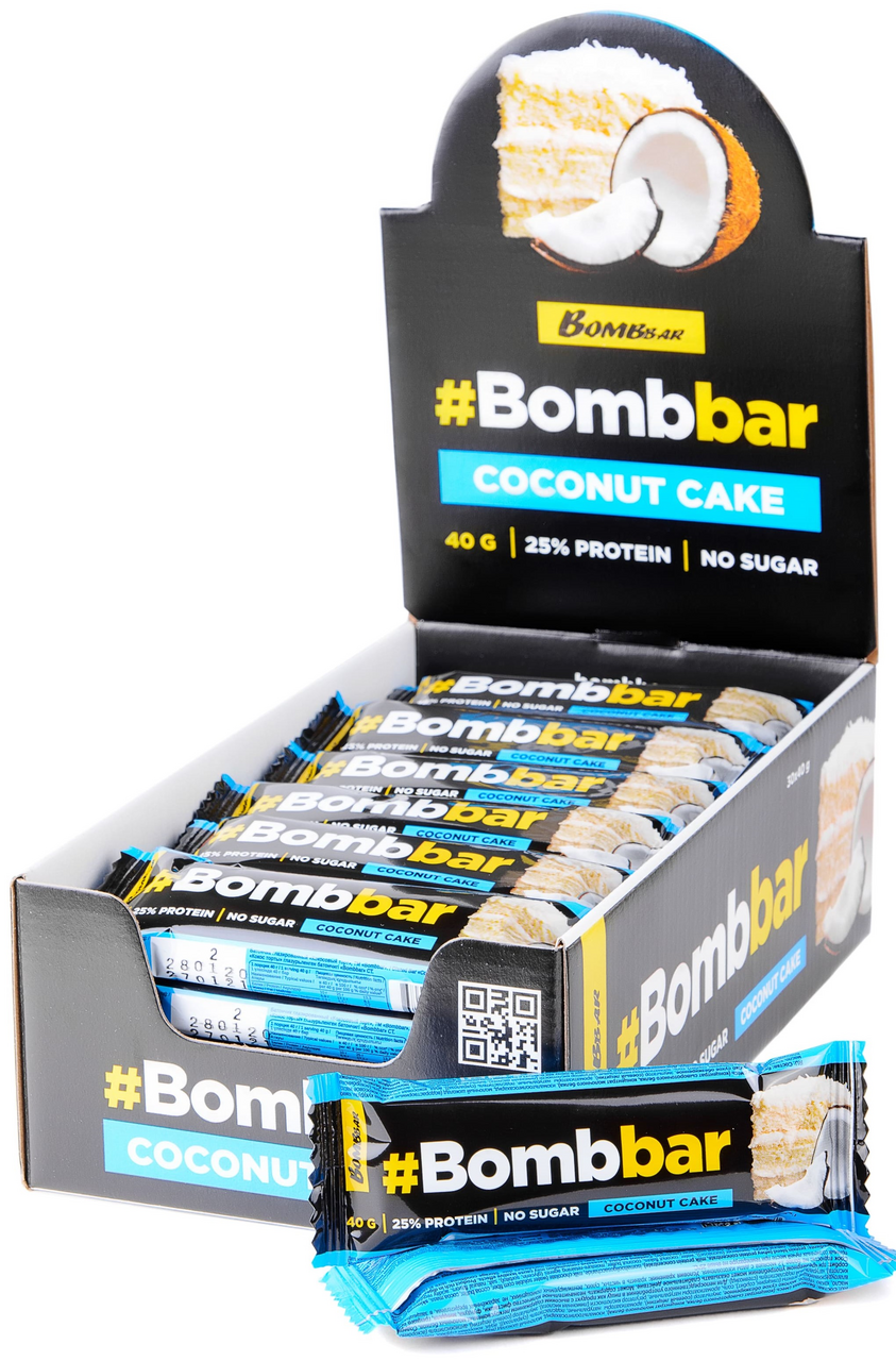 Изображение товара Батончик протеиновый Bombbar Кокосовый торт в шоколаде, 40г x 30 шт