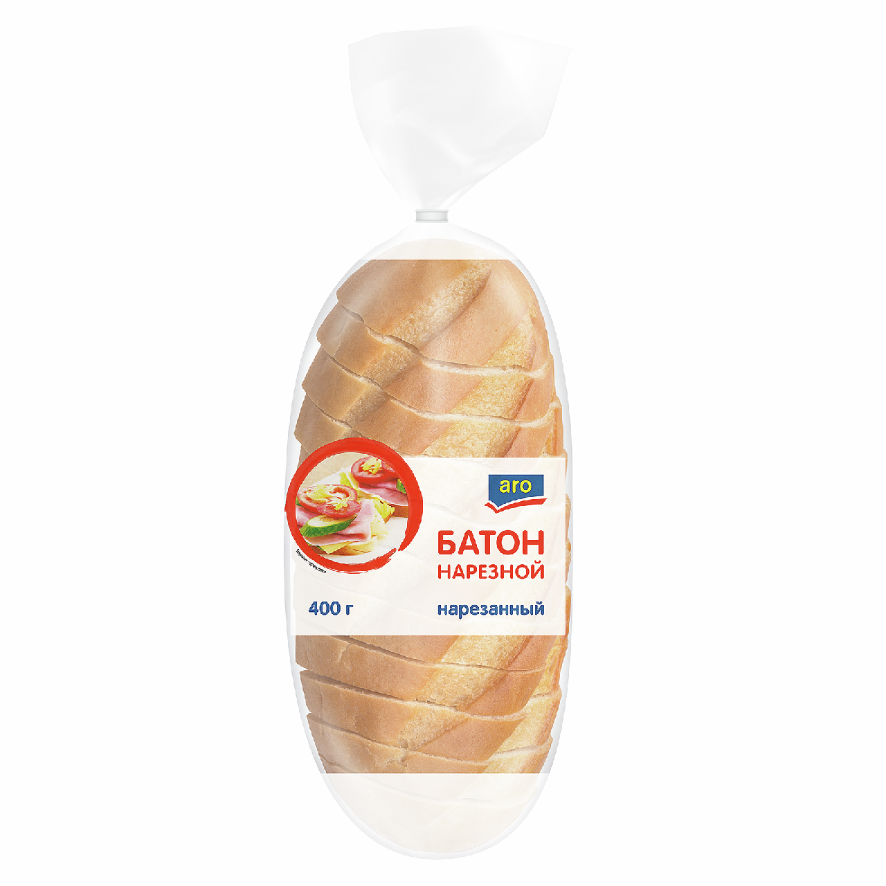 aro Батон нарезной из пшеничной муки высшего сорта, 400г
