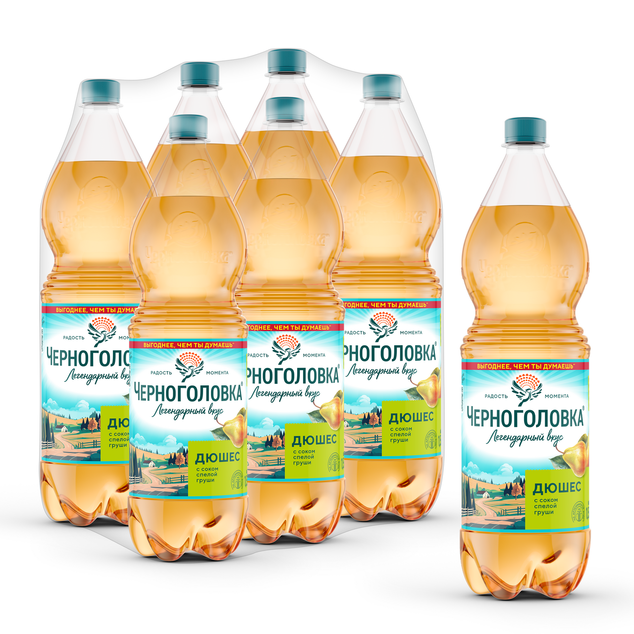 Лимонад Черноголовка Дюшес газированный, 1.5л x 6 шт