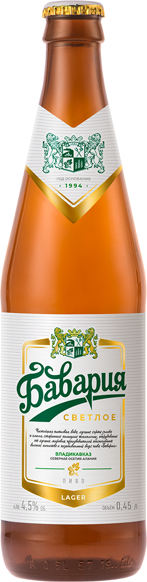 Пиво Бавария лагер светлое фильтрованное, 0.45л