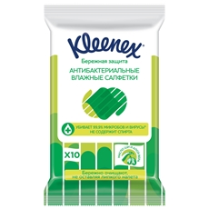 Салфетки влажные Kleenex антибактериальные, 10шт