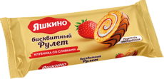 Рулет бисквитный Яшкино клубничный со сливками, 200г