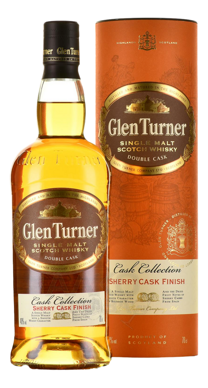 Изображение товара Виски Glen Turner Sherry Cask Finish Single Malt в подарочной упаковке, 0.7л