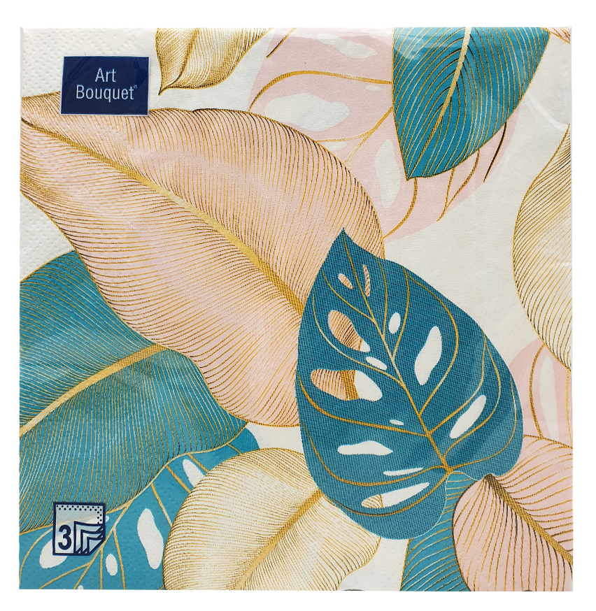 Салфетки бумажные Монстера 3 слоя 33 x 33см, 20шт