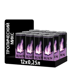 Энергетический напиток Burn Tropical Mix, 250мл x 12 шт
