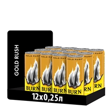 Энергетический напиток Burn Gold Rush, 250мл x 12 шт
