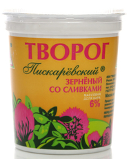 Творог зерненый Пискаревское со сливками 6%, 350г