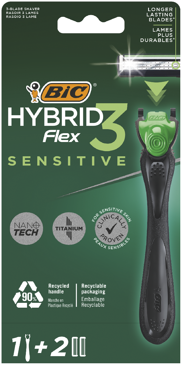 Изображение товара Бритва BIC Hybrid 3 Flex Sensitive с 3 лезвиями и сменными кассетами