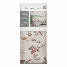 Tarrington House Наволочка розы на белом перкаль, 50 x 70см