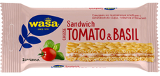 Сандвич из пшеничных хлебцев Wasa с начинкой из сыра томатов и базилика, 40г