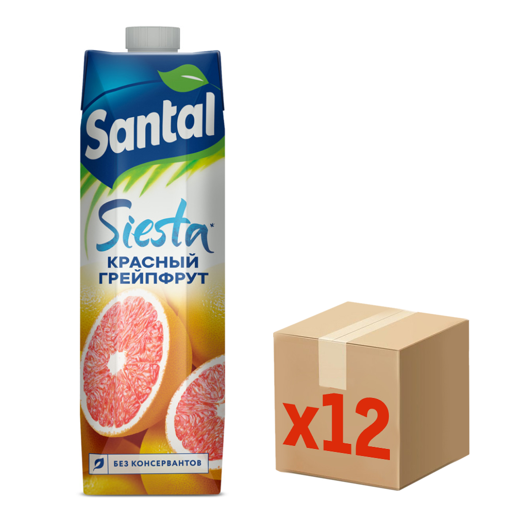Напиток сокосодержащий Santal красный грейпфрут, 1л x 12 шт