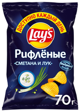 Чипсы Lay's рифленые Сметана и лук, 70г