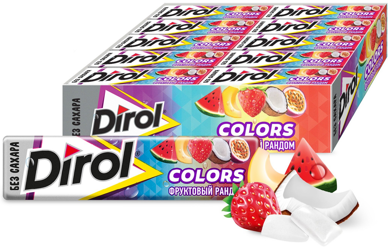 Жевательная резинка Dirol Colors Фруктовый рандом, 13г x 30 шт