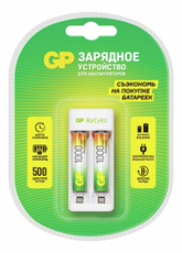 Зарядное устройство + аккумуляторная батарейка GP ААА (HR03) 1000 мАч, 2шт + провод micro USB