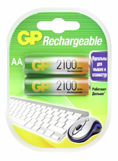 Комплект аккумуляторов GP AA 2100MAH, 2шт