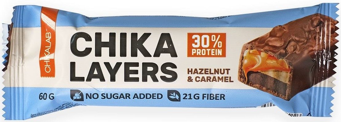 Изображение товара Батончик протеиновый Chikalab Chika Layers Лесной орех-карамель-шоколад без сахара, 60г