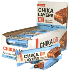 Батончик протеиновый Chikalab Chika Layers Лесной орех с карамелью, 60г х 20 шт