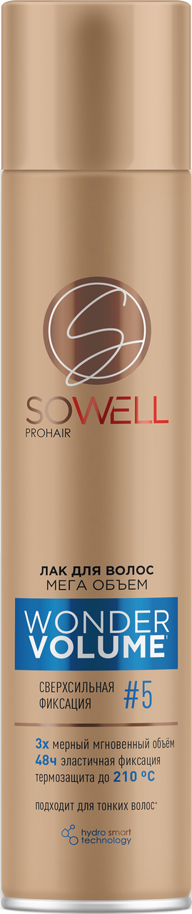 Изображение товара Лак для волос Sowell Wonder Volume Мега объем от корней сверхсильной фиксации, 300мл