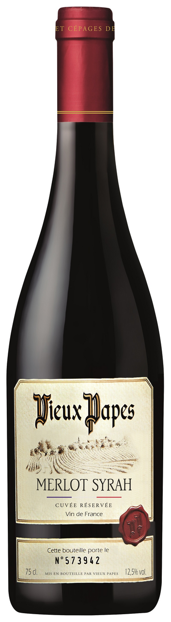 Изображение товара Вино Vieux Papes Merlot Syrah красное сухое, 0.75л