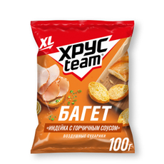 Сухарики Хрусteam багет индейка-горчичный соус, 100г