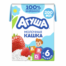 Каша молочная детская Агуша Рисовая Клубника, земляника и яблоко 2.7% с 6 месяцев, 200мл