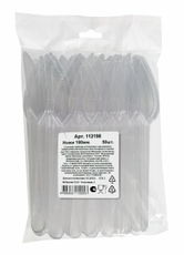 Нож одноразовый пластиковый прозрачный 18см, 50шт