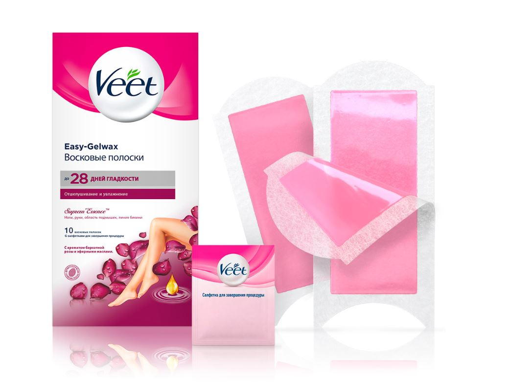 Полоски восковые Veet бархатная роза, 10 шт