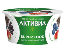 Йогурт Активиа клубника-голубика-ассаи-чиа 2.2%, 140г