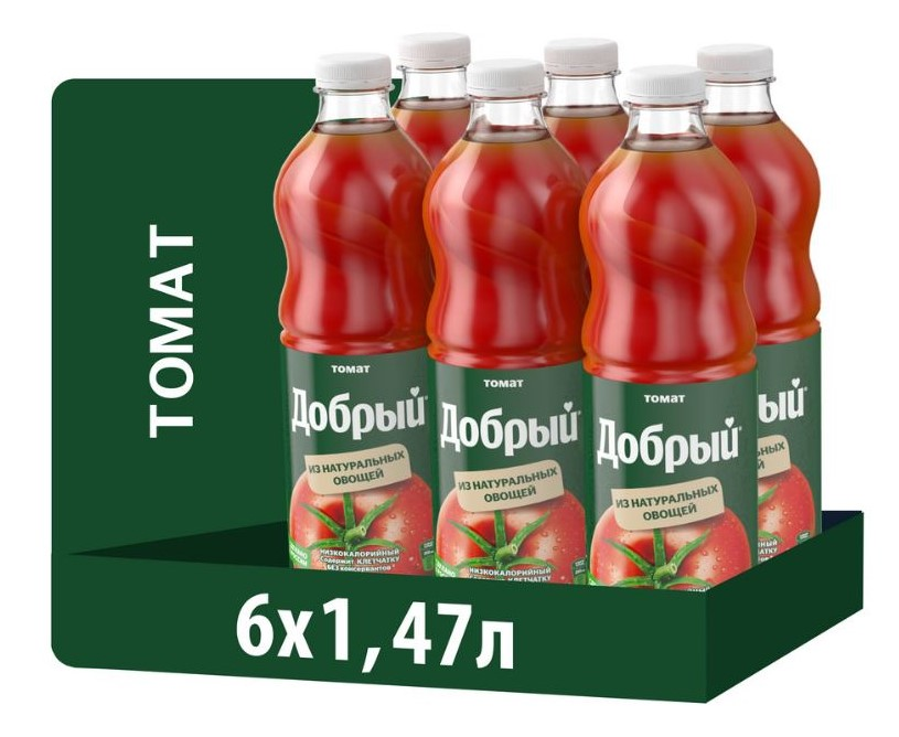 Нектар Добрый томат с сахаром и солью, 1.47л x 6 шт