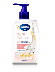 Крем-мыло Aura Pure Cotton 2в1 хлопок, 300мл