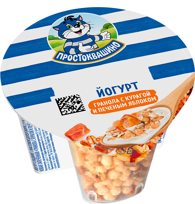 Йогурт Простоквашино с гранолой, курагой и печеным яблоком 2.9%, 132г