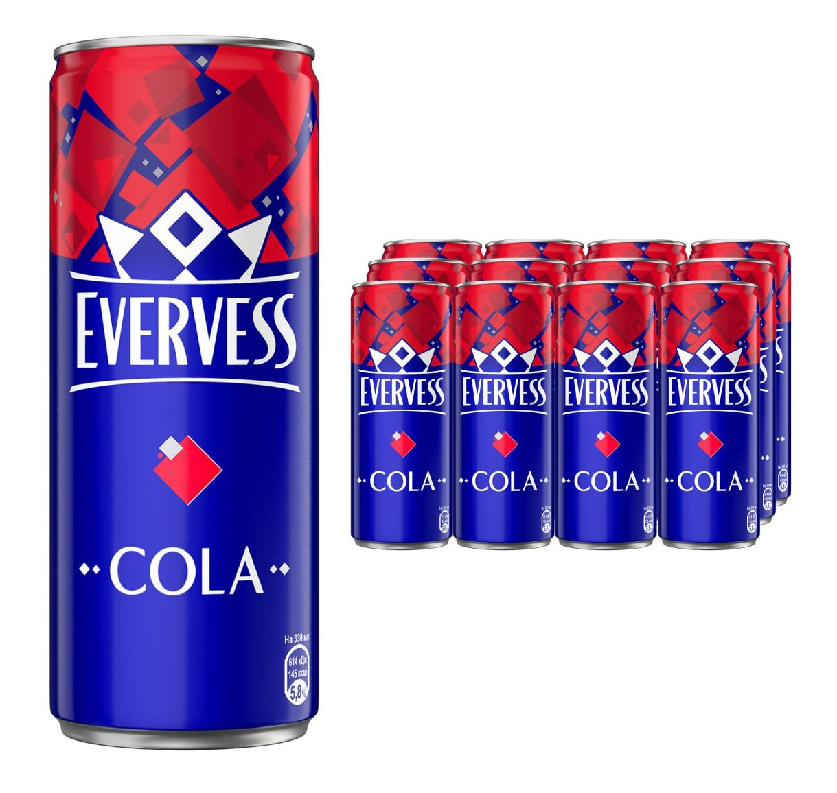 Напиток газированный Evervess Cola, 330мл x 12 шт купить с доставкой на  дом, цены в интернет-магазине