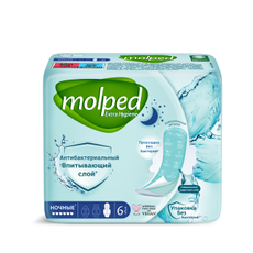 Прокладки гигиенические Molped ночные антибактериальные, 6шт