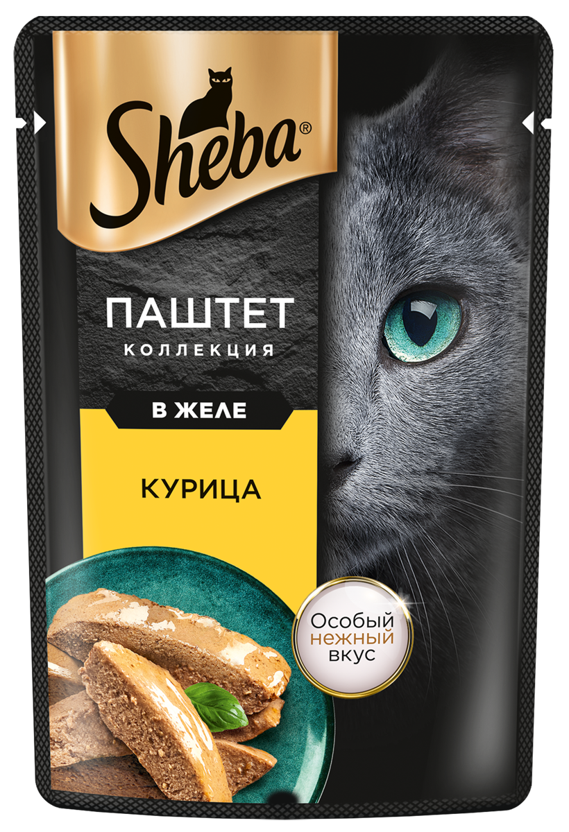 Корм влажный Sheba для кошек с курицей, 75г купить с доставкой на дом, цены  в интернет-магазине