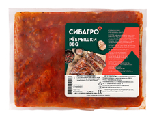 Ребрышки свиные Сибагро BBQ в маринаде охлажденные, ~1.05кг