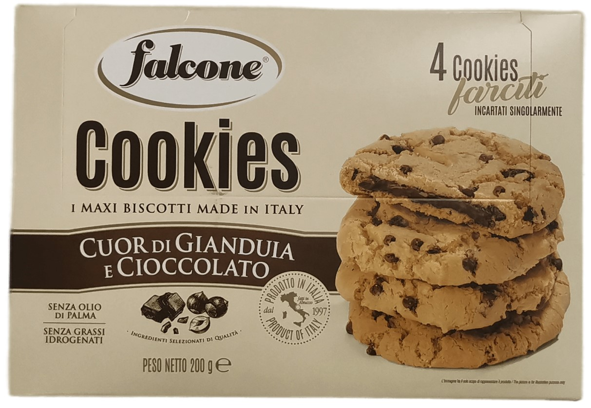 Печенье сахарное Falcone с молочным шоколадом и кремом из лесных орехов, 200г