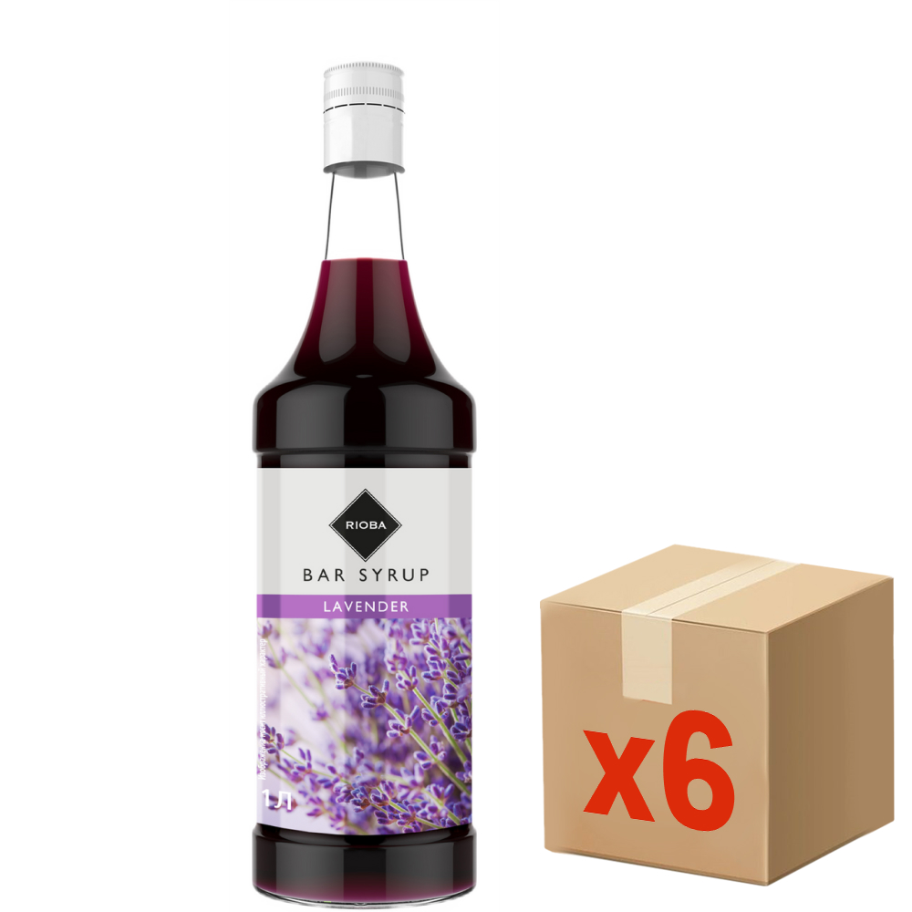 Изображение товара RIOBA Сироп лаванда 1 л x 6 шт - ароматный десертный сироп для кофе, коктейлей и десертов