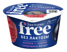 Йогурт Viola безлактозный Free малина-черная смородина 2.7%, 180г