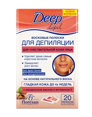 Полоски Floresan Deep Depil восковые для чувствительной кожи лица, 20шт