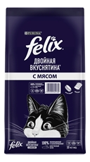 Корм сухой Felix Двойная вкуснятина для взрослых кошек с мясом, 10кг