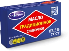 Масло Экомилк сладко-сливочное Традиционное 82.5%, 180г