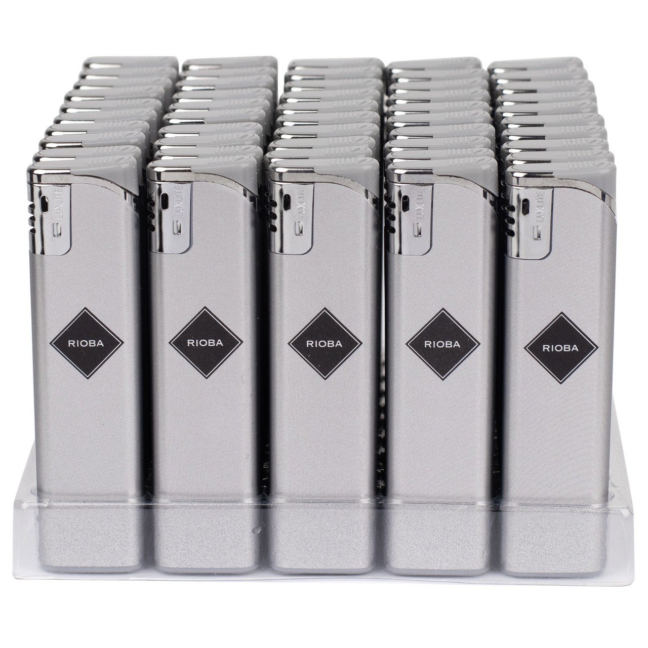 RIOBA Зажигалка пьезо серая XHD118, 50 шт