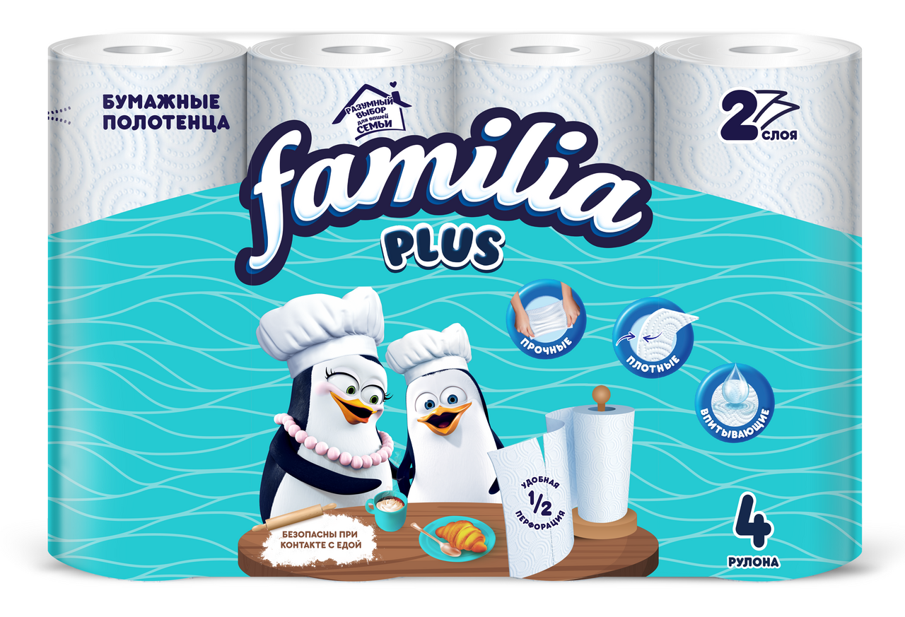 Бумажные полотенца Familia 2 слоя, 4шт купить с доставкой на дом, цены ...