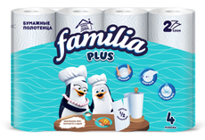 Бумажные полотенца Familia 2 слоя, 4шт