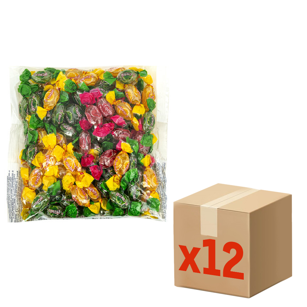 Карамель Kdv леденцовое ассорти с соком, 500г x 12 шт