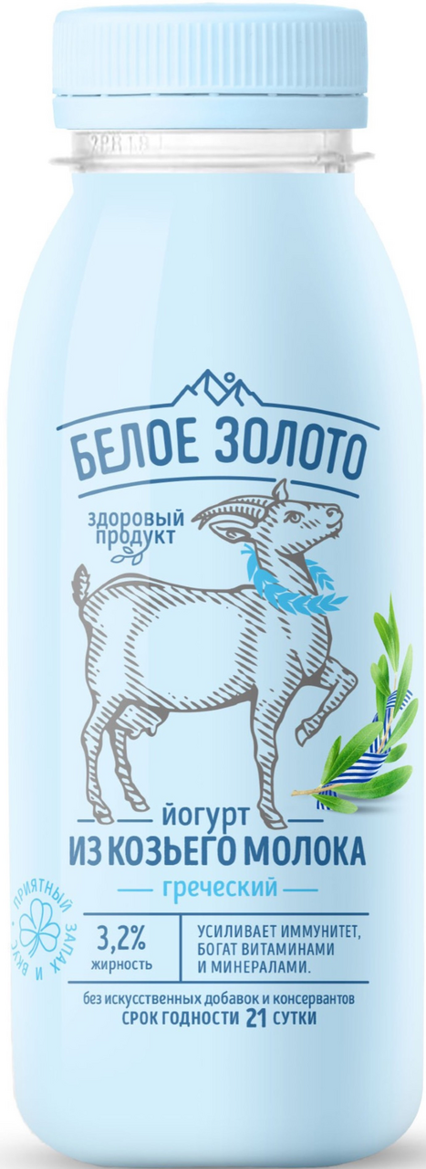 Изображение товара Йогурт питьевой Белое Золото козий греческий 3.2%, 300г